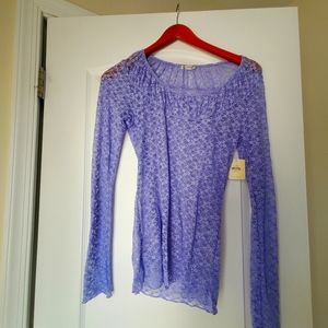 Free People Intimately Lilac Long Sleeve Scooped Neck Top